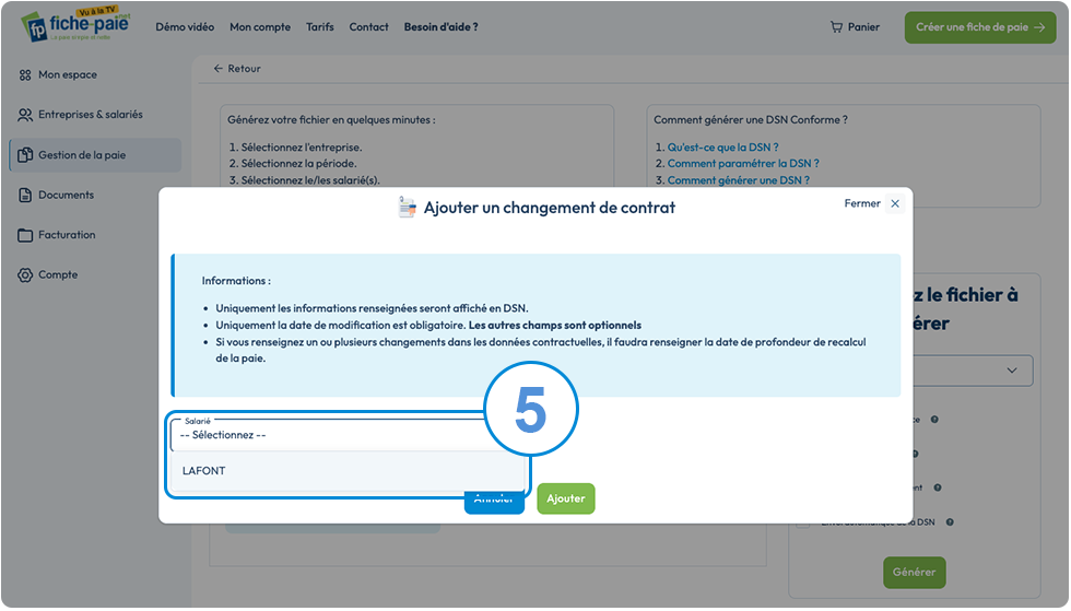 Changement de contrat - Étape n°5