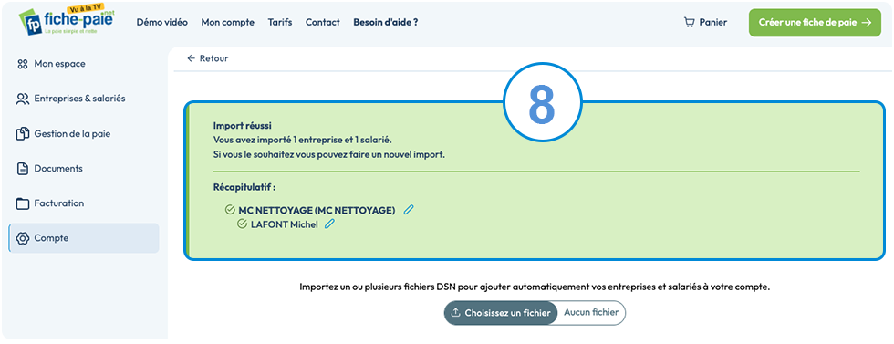 Import des données - Étape n°8
